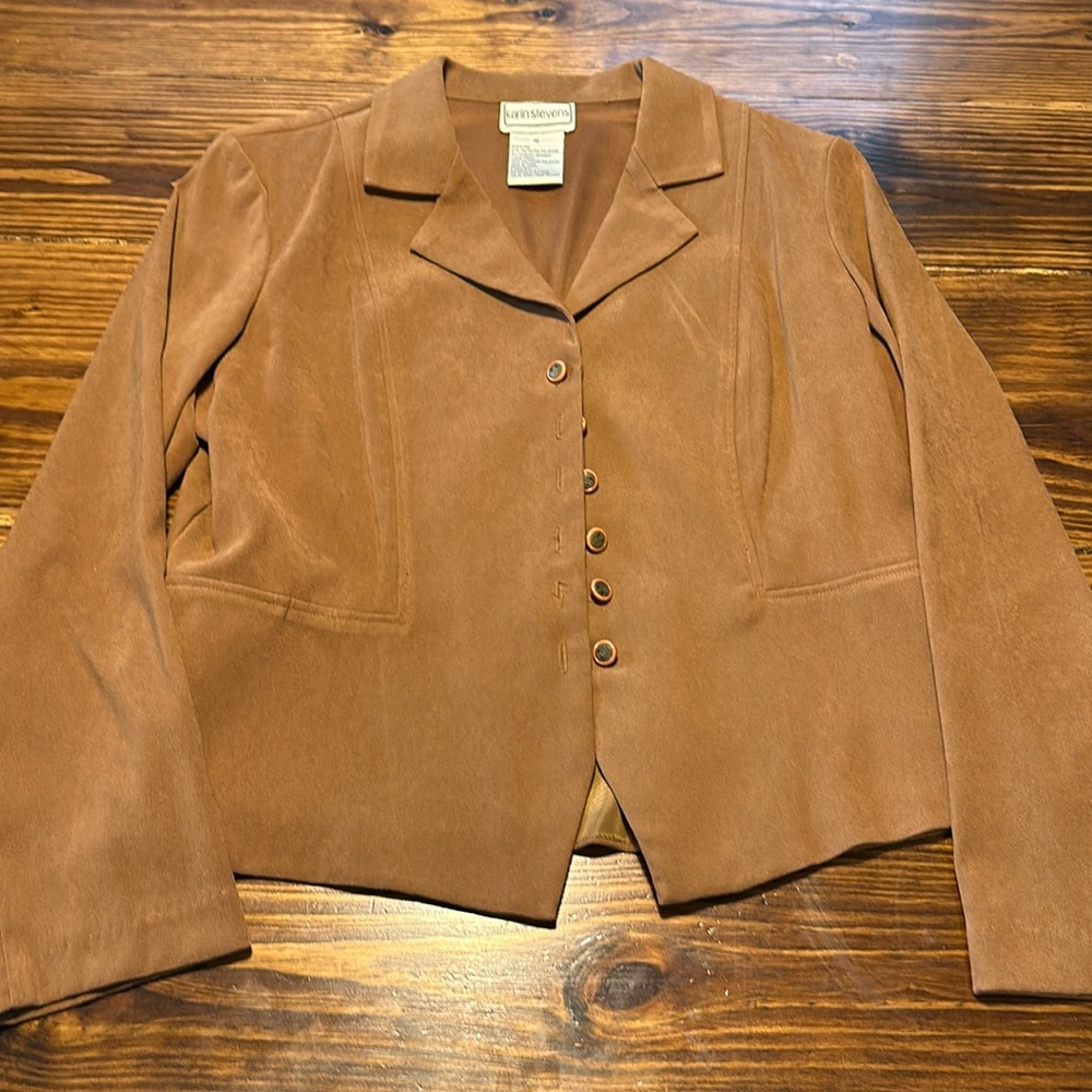 Size 16 Karen Stevens Vintage Swede Jacket/Blazer- Tan/Brown